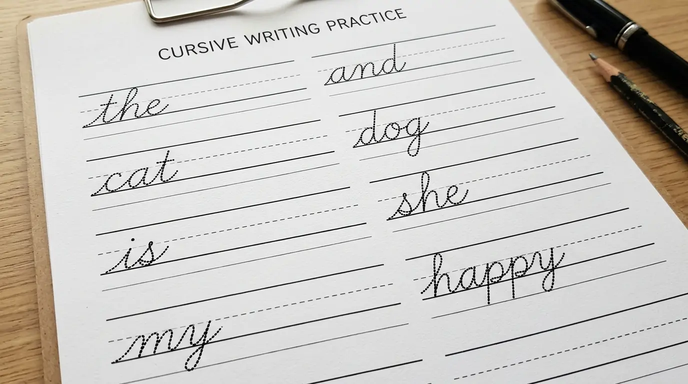 cursive words practice sheet for beginners free printable